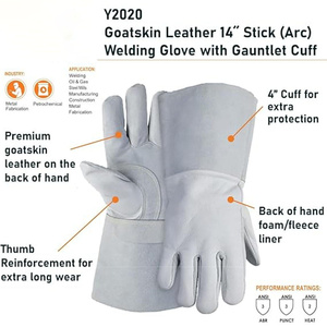 Guantes de Soldadura de Cuero Vacuno de Grano Entero Resistentes al Fuego y al Calor, con Puño Largo, para Uso Industrial y General - Product Image 2