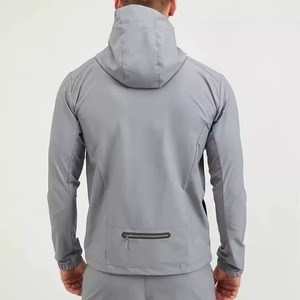 Chaqueta Deportiva Gris con Capucha para Hombre, Cortavientos, con Cierre de Cremallera, para Otoño, Corte Regular, Poliéster, Color Sólido, Ropa Deportiva para Exteriores - Product Image 4