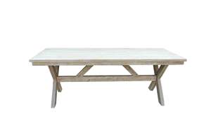 PINE Garden Patio Dining Set with Wicker Chairs and Brushed Wooden <b>Table</b> - Product Image 3