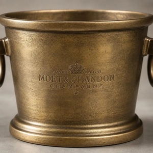 Seau à champagne vintage en laiton avec poignée, refroidisseur à vin artisanal, glacière de luxe pour bar, décoration pour fêtes et réceptions - Product Image 6