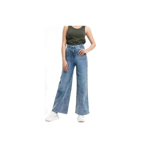 Pantalones vaqueros ajustados elásticos de talla grande para mujer a la moda con estilo informal de cintura media y decoración de botones con agujeros populares Precio barato - Product Image 3