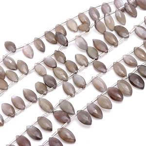 Cuentas facetadas de piedra lunar gris natural, cuentas de piedra lunar gris con perforación lateral, cuentas de piedras preciosas para la fabricación de joyería 7x12-8x13MM - Product Image 3