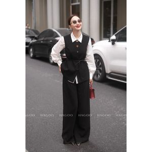 Chemisier sans manches HAGOO pour femme, style vintage, col asymétrique, respirant, coupe droite, en sergé coréen structuré, idéal pour le bureau A979 - Product Image 5