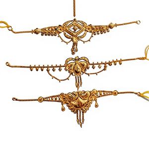 Collier ras-de-cou en or massif 22 carats, filigrane traditionnel, artisanal et exquis, ensemble de bijoux de mariage orné pour femmes - Product Image 1