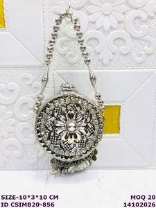 Luxury Handmade Satin Floral <b>Clutch</b> Purse for Women | Designer Evening Party <b>Wedding</b> <b>Clutch</b> with Pearl and Ring Strap - Product Image 3