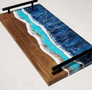 Plateau de service rectangulaire en bois d'acacia Limbus, résine époxy, élégant, décoratif, écologique, en provenance d'Inde - Product Image 2