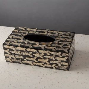 bone inly tissue holder hand made tissue holder black and white <b>floral</b> designs tissue <b>boxes</b> table decoration accessories - Product Image 2