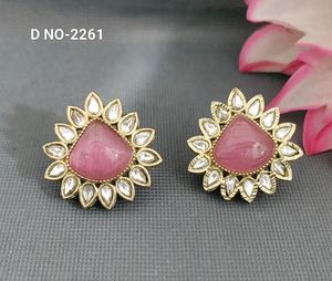 Pendientes de tuerca de moda Moissanite Mehandi Kundan Pendientes elegantes para mujer 21/ - Product Image 3