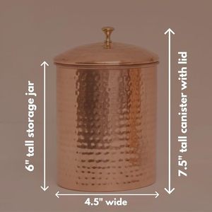 Reliable Manufacturer Heavy Gauge Copper Polished <b>Kitchen</b> <b>Storage</b> Jar With Lid For Rice Wheat And Pulses <b>Storage</b> - Product Image 2