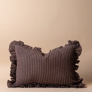 100% Cotton Woven Solid/Striped Ruffle Pillow Covers | <b>Throw</b> Cushion Covers Removable Washable Zipper Closure | Europe Decor - Product Image 6