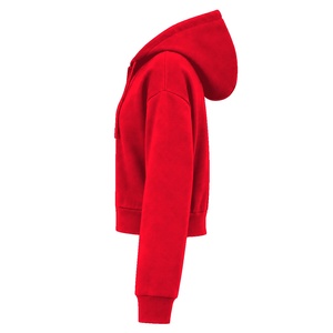 Wholesale Vibrant Red <b>Women</b> Crop Top Zip Up <b>Hoodie</b> Blank Heavy Cotton Fleece Full <b>Zipper</b> Sweatshirt Casual Gym Activewear <b>Hoodie</b> - Product Image 3