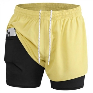 <b>Men</b> Running Short Tights 2 in 1 <b>Mens</b> Double Layer Beach <b>Trunks</b> Sports Breathable Stretch Lining Gym Jogging Workout Shorts - Product Image 4