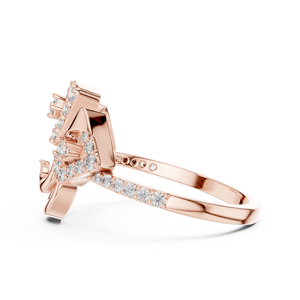 Anillo de Diamantes Cultivados en Laboratorio con Diseño Floral en Espiral, Oro Rosa de 18 Quilates con Baño de Rodio, Estilo Minimalista para Compromiso, Fiesta, Boda, Uso Diario, para Mujer - Product Image 2