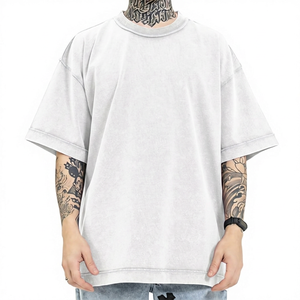 Oversized Men's Striped Breathable Jersey T-Shirt Short Sleeve O-Neck Casual <b>Knitted</b> Fit Regular Length Cotton 230g - Product Image 3