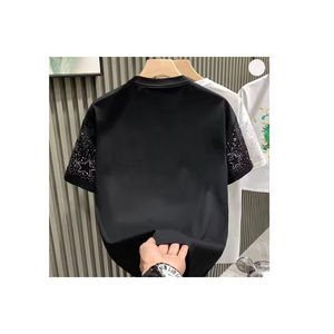 เสื้อยืดผู้ชายประดับเพชรเทียม ดีไซน์สั่งทำได้ ทรงหลวม ผ้าฝ้าย 100% ไม่ยับ รุ่นยอดนิยม - Product Image 3