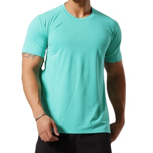 T-shirt de sport personnalisé pour homme, en polyester, à séchage rapide, pour la course à pied, la gym, l'entraînement, col rond, uni - Product Image 1