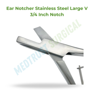 Cortador de Orejas de Acero Inoxidable, Tipo V Grande de 3/4 Pulgadas, Instrumento Veterinario para Identificación de Ganado - Product Image 2