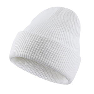 Bonnet en tricot blanc de qualité supérieure avec logo personnalisé, chaud, doux, extensible, à revers, unisexe, décontracté, pour l'extérieur - Product Image 1