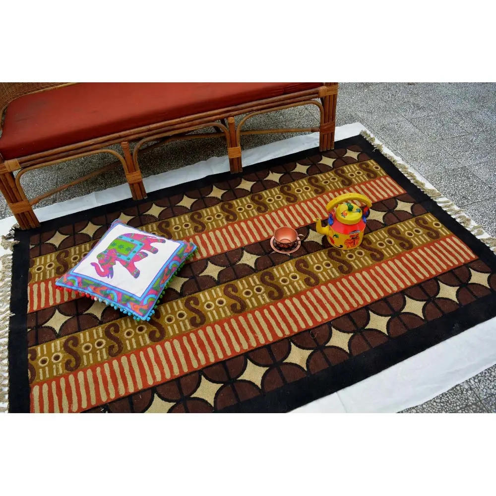 Cotton block print rugs carpet area Handmade Rugs HR008 Hand Loomed Indigo Dyed Cotton Yoga Mats Hand Block Print 100% Cotton