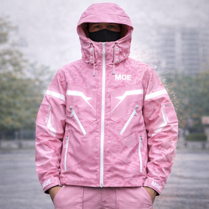 Custom <b>Pink</b> Reflective Windbreaker Color Changing <b>Waterproof</b> Water Reactive Hiking Windbreaker <b>jacket</b> for men OEM Supplier USA - Product Image 3