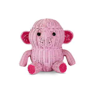 Cute Elephant Toy <b>Storage</b> <b>Basket</b> Rattan Nursery Room Furniture Kids Room Organizer For Toys And Books Decorative Wholesale - Product Image 4