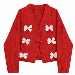 Suéter de lana personalizado, informal, ecológico, transpirable, antipilling, teñido con hilo, holgado, de invierno, con cuello en V, manga larga y bonito bordado. - Product Image 1