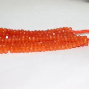 Perles rondelles à facettes en cornaline naturelle de 13 pouces, brin de pierres précieuses naturelles de 4 mm pour la fabrication de bijoux - Product Image 1