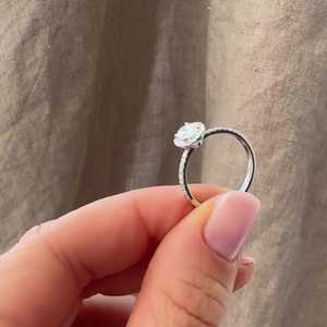 Custom Oval Cut Lab Diamond Engagement <b>Rings</b> 14K 18K Solid Gold Halo With Pave Band Modern Bridal Bands Gift For Women Wholesale - Product Image 4