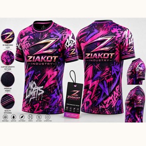 T-shirt de performance 3D rose-violet à motif graffiti personnalisé pour l'industrie Ziakot (vente en gros) - Product Image 1