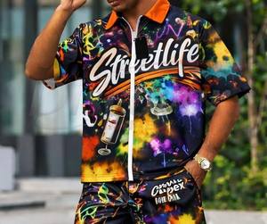 Conjunto Deportivo de Dos Piezas de Nailon Ligero Personalizado para Hombre, Chaqueta Cortavientos de Secado Rápido, Conjunto Sublimado Informal de Verano - Product Image 3