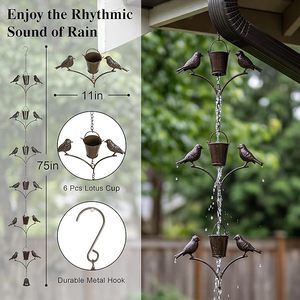 Cadena de Lluvia Metálica Vintage Ecológica, Estilo Copa, para Drenaje de Agua en Techos de Patio, Decoración Colgante para Jardín Exterior - Product Image 2