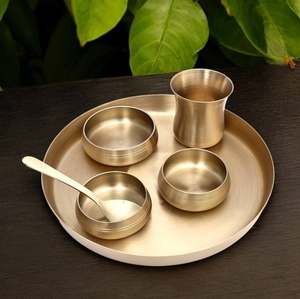 Ensemble cadeau Sagan Thali pour 1 personne, vaisselle classique en bronze, portable - Product Image 5