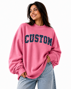 Suéter Oversize Personalizado para Mujer con Cuello Alto Simulado, de Algodón Afelpado, Ajuste Relajado, Puños Acanalados, Proveedor Mayorista - Product Image 1