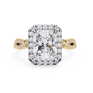 Bague de fiançailles, de mariage ou d'anniversaire en or massif 14 carats avec diamant de laboratoire taille radiant 3 carats, création de luxe - Product Image 1