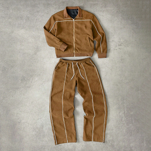 Ensemble de survêtement bleu marine pour homme, veste à col montant zippée et pantalon de jogging, style sportif streetwear - Product Image 6