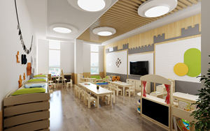 מונטסורי למעון יום, עיצוב כיתות, סט שולחנות וכיסאות מעץ לגן ילדים, ארון צעצועים לפינת למידה בגן - Product Image 2