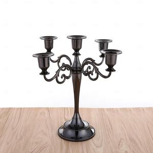 Classic <b>Black</b> Iron Metal <b>Candelabra</b> Candle Stand Rustic Holder For Wedding Table Centerpiece Elegant Home Decoration Accent - Product Image 4