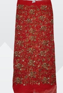 Tela de encaje amarillo con bordado nigeriano de calidad superior, a la última moda, con diseño floral y pedrería. - Product Image 5