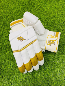 <b>Cricket</b> Batting Pads Leg Guards <b>White</b> Gold Royal Style Padded Leather Buckle Closure for Match Training 12+ Years - Product Image 6
