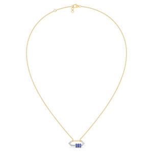 Blue Triple Bar Diamond Necklace with Geometric Open <b>Frame</b> and Bold Linear Accent Design - Product Image 3