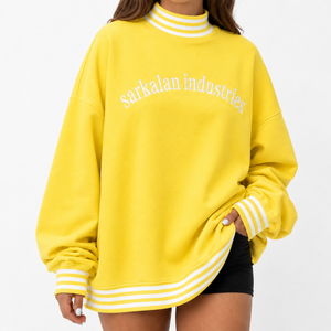 Sudadera de Cuello Alto para Mujer, Felpa de Algodón Suave, Corte Holgado, Logotipo Bordado e Impresión por Transferencia de Calor, Fabricante OEM - Product Image 1