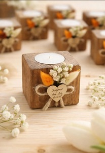 Wood <b>Tea</b> Light Holder Set Round Handmade Candle Holder for Home Decoration - Product Image 5