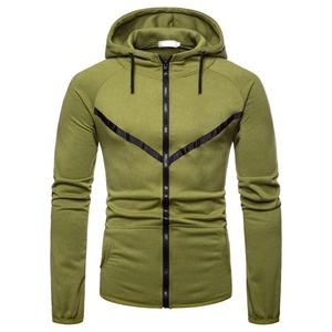 OEM personnalisé 100% polyester Tech polaire hommes Zip Gym Hoodies couleur unie Vintage fermeture éclair Hoodies brodé unisexe Hoodie printemps - Product Image 4