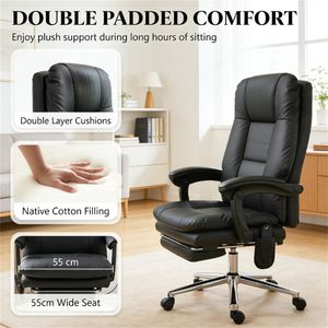 Sedia da Ufficio e Computer con Schienale Alto, Sedia Massaggiante Nera - Product Image 3