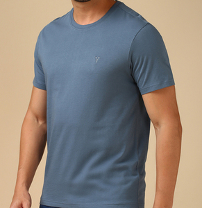 T-shirt en coton uni pour homme, coupe classique, respirant, col rond, doux, vêtement basique d'été, vente en gros OEM personnalisée - Product Image 3