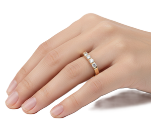 Anillo de Diamantes de Alta Joyería para Mujer y Hombre, Oro Sólido Amarillo de 14K/18K, Corte Redondo, Diamante Cultivado en Laboratorio, Elegante Anillo de Compromiso - Product Image 6