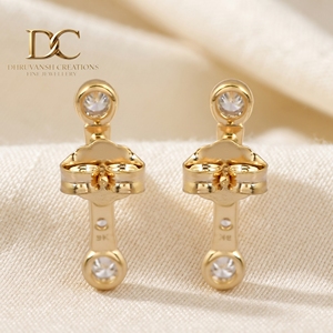 Modernos Pendientes Colgantes de Diamantes Cultivados en Laboratorio con Corte Redondo en Oro Amarillo Sólido de 14 Quilates, Certificados por IGI, Elegantes para Regalo o Uso Diario - Product Image 6