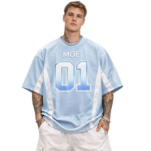 Custom Gradient Mesh Tee American Football Jersey Oversized Mesh <b>Hip</b> Hop Streetwear Men Y2K Sports Shirt Custom Team Uniform ODM - Product Image 1