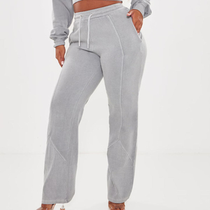 Women's Custom Acid Wash Tracksuit <b>Zip</b> <b>Up</b> Hoodie Jogger Set Oversized Patch Embroidery <b>Crop</b> Top Streetwear Outfit - Product Image 2