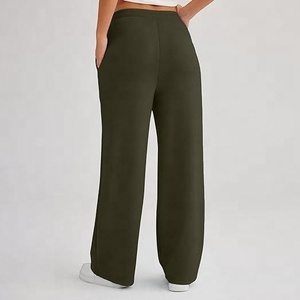 Pantalon droit pour femme AMIB SPORTS, qualité supérieure, respirant, confortable, en velours et coton mélangé, taille haute élastique - Product Image 1